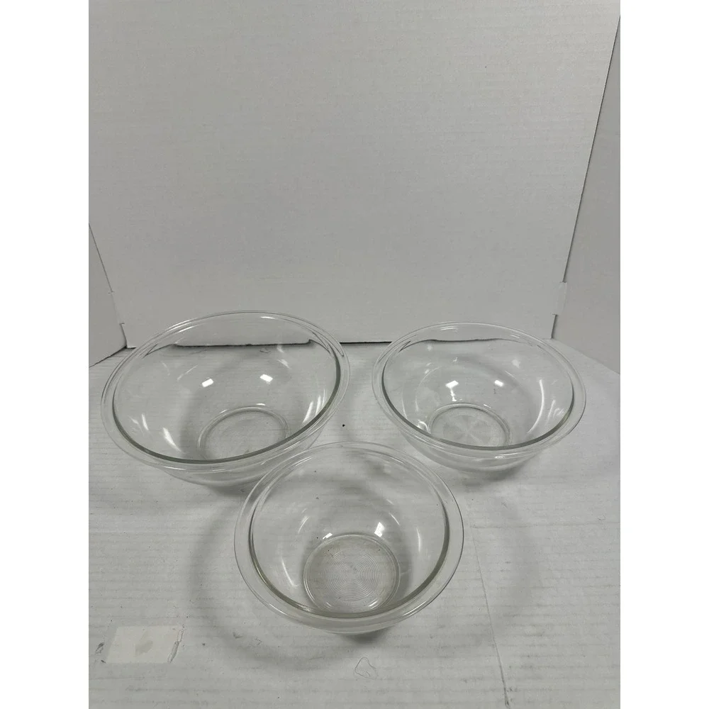 Pyrex Clear Glass Mixing Bowl Set 322 323 325 1L 1.5L 2.5L Nested Corning USA